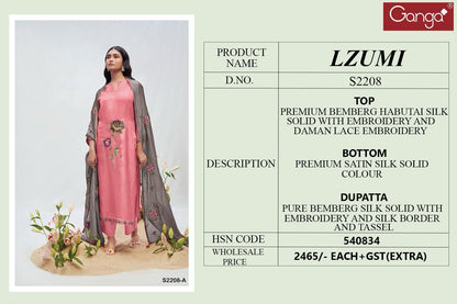 Lzumi 2208 Ganga Habutai Silk Plazzo Style Suits