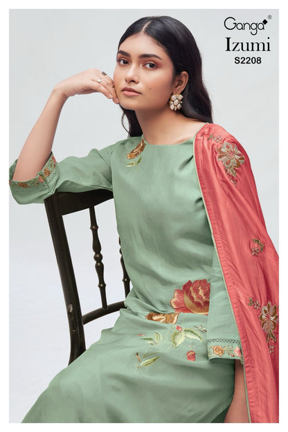 Lzumi 2208 Ganga Habutai Silk Plazzo Style Suits