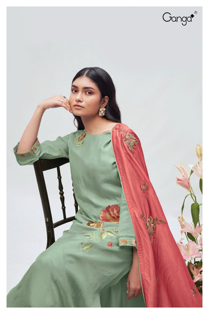 Lzumi 2208 Ganga Habutai Silk Plazzo Style Suits