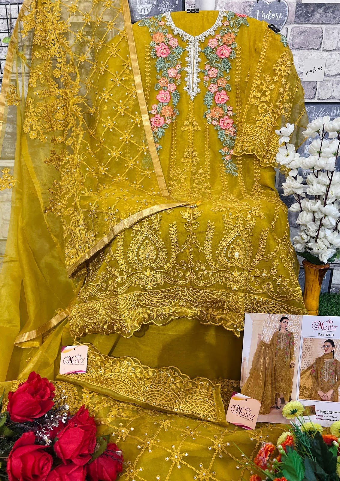 M-421 Motifz Organza Pakistani Salwar Suits