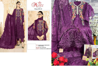 M-421 Motifz Organza Pakistani Salwar Suits