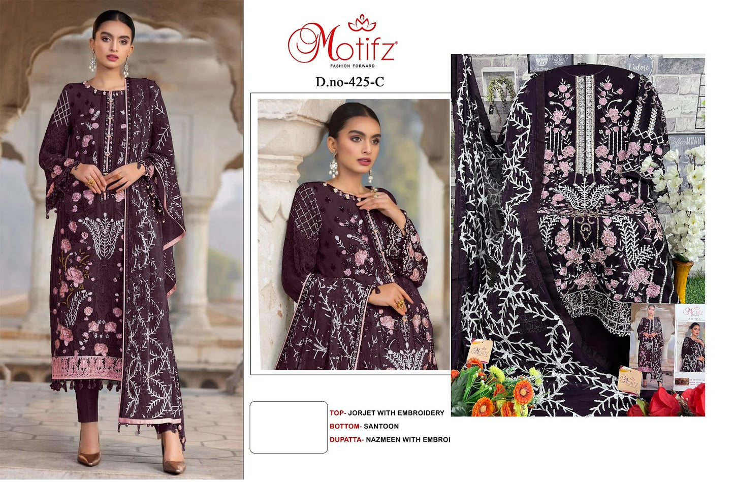 M-425 Motifz Georgette Pakistani Salwar Suits