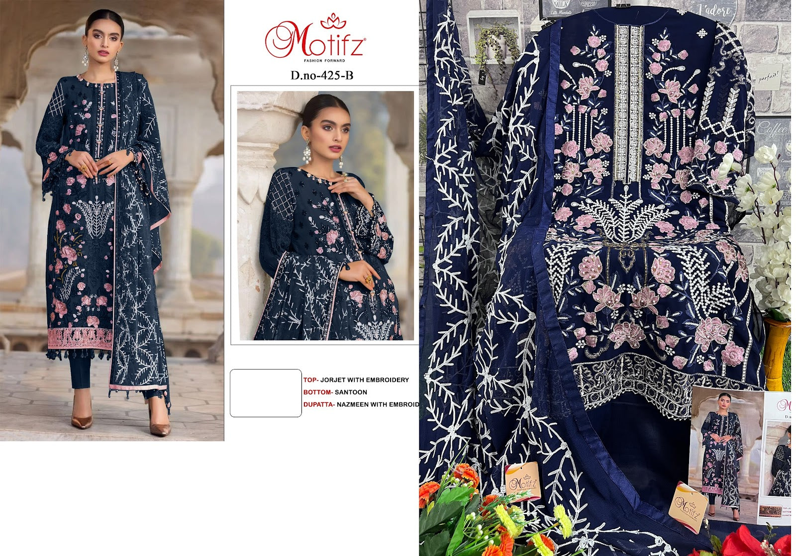 M-425 Motifz Georgette Pakistani Salwar Suits