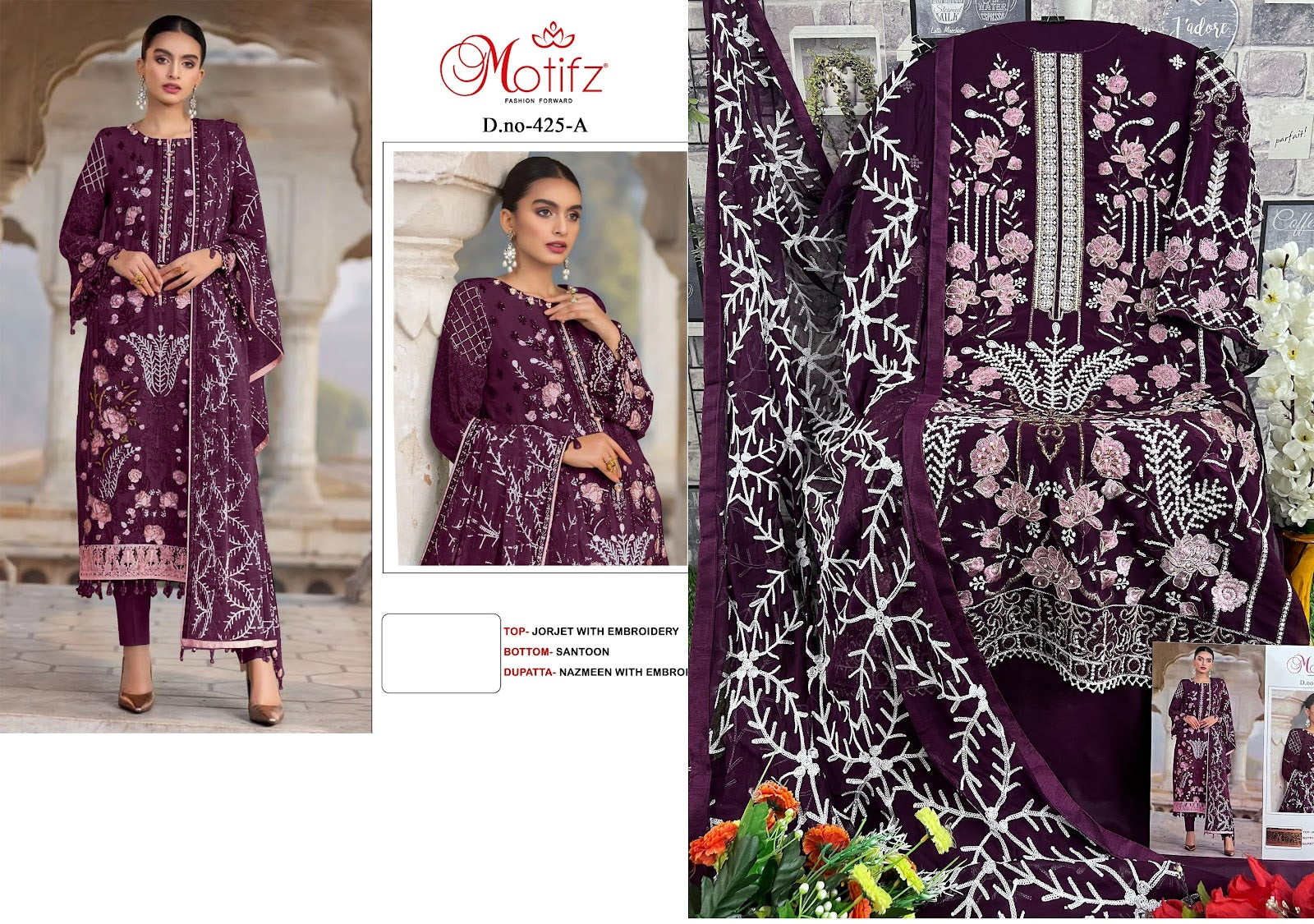 M-425 Motifz Georgette Pakistani Salwar Suits