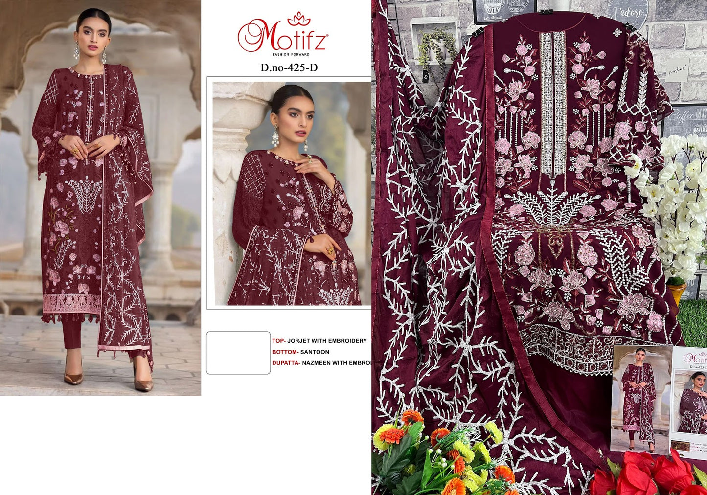 M-425 Motifz Georgette Pakistani Salwar Suits