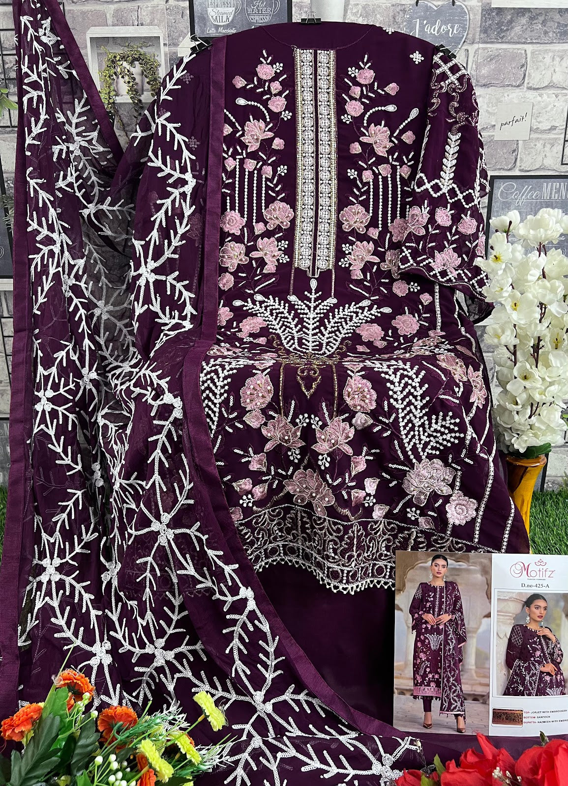 M-425 Motifz Georgette Pakistani Salwar Suits