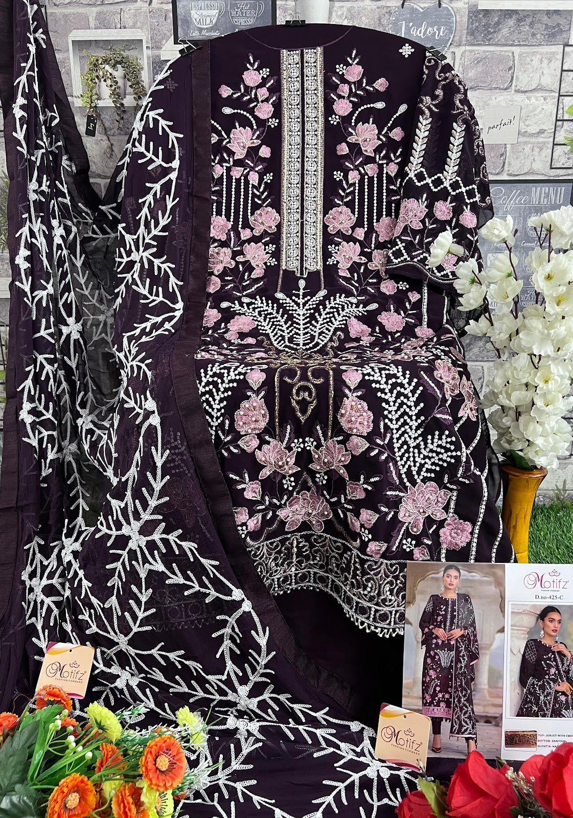 M-425 Motifz Georgette Pakistani Salwar Suits