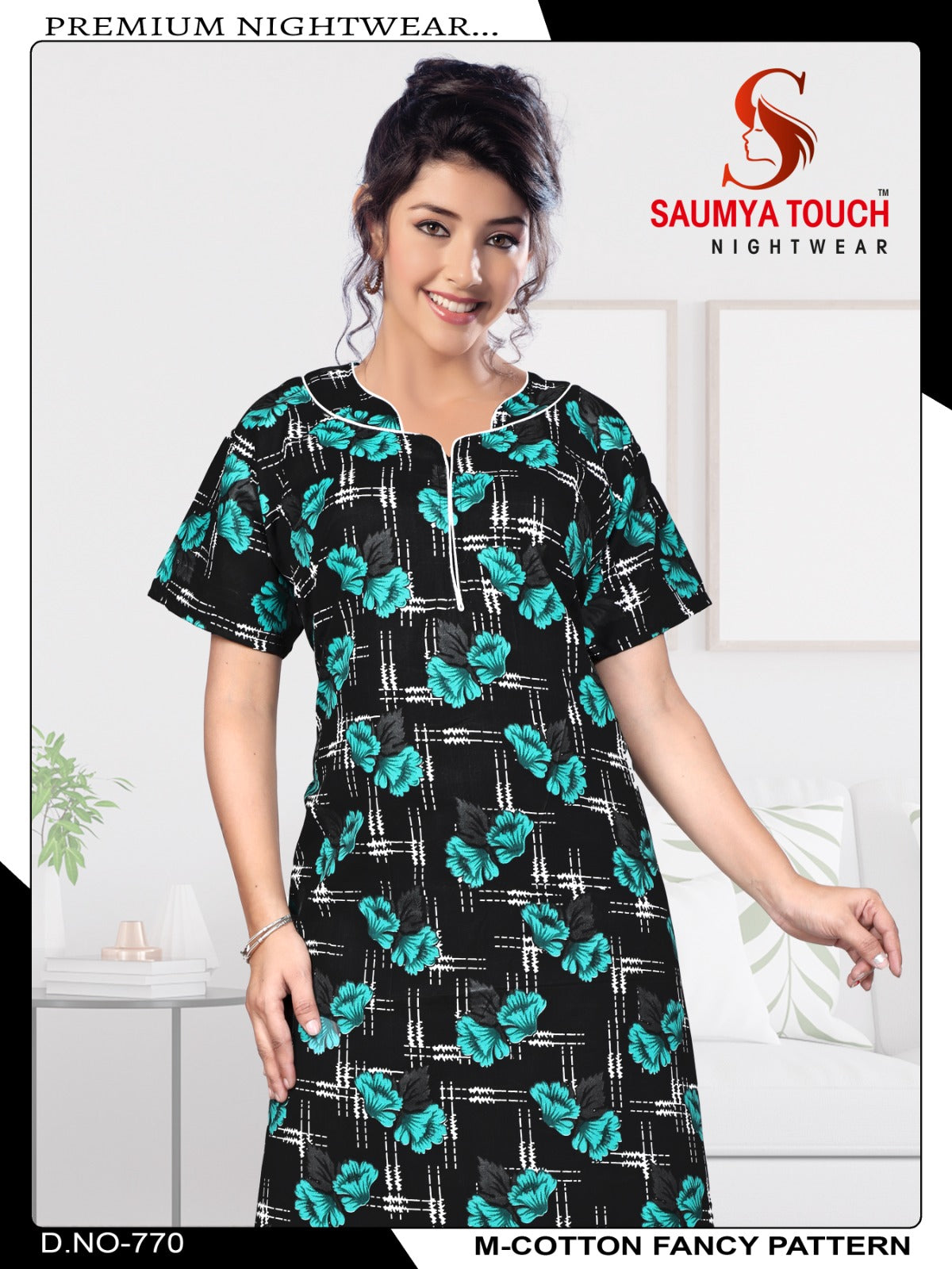 M-Cotton-2112 Saumya Touch Night Gowns