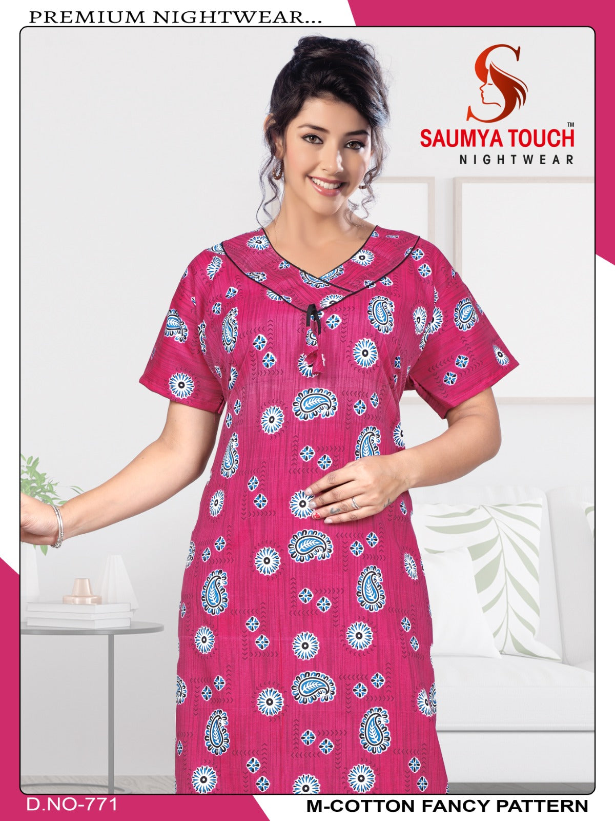 M-Cotton-2112 Saumya Touch Night Gowns