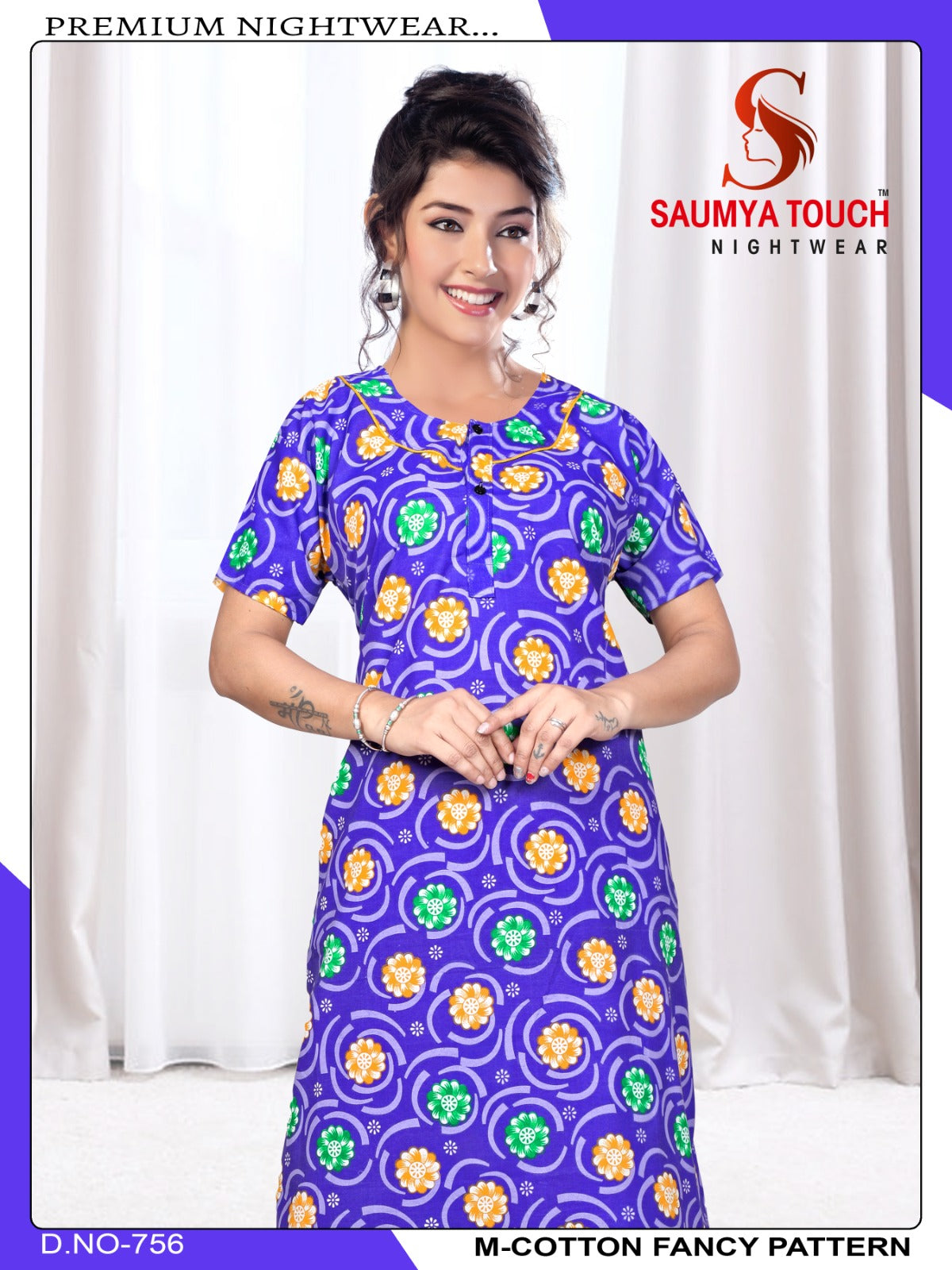 M-Cotton-2112 Saumya Touch Night Gowns