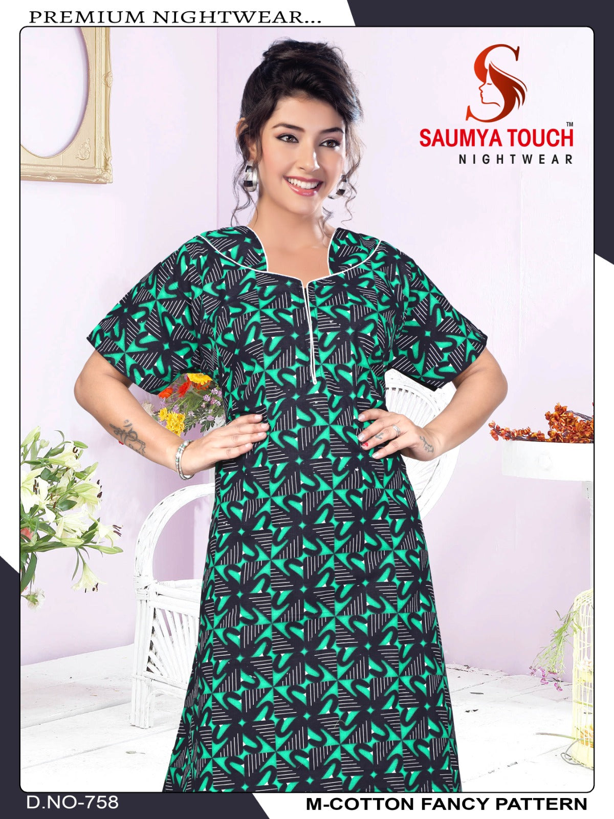 M-Cotton-2112 Saumya Touch Night Gowns