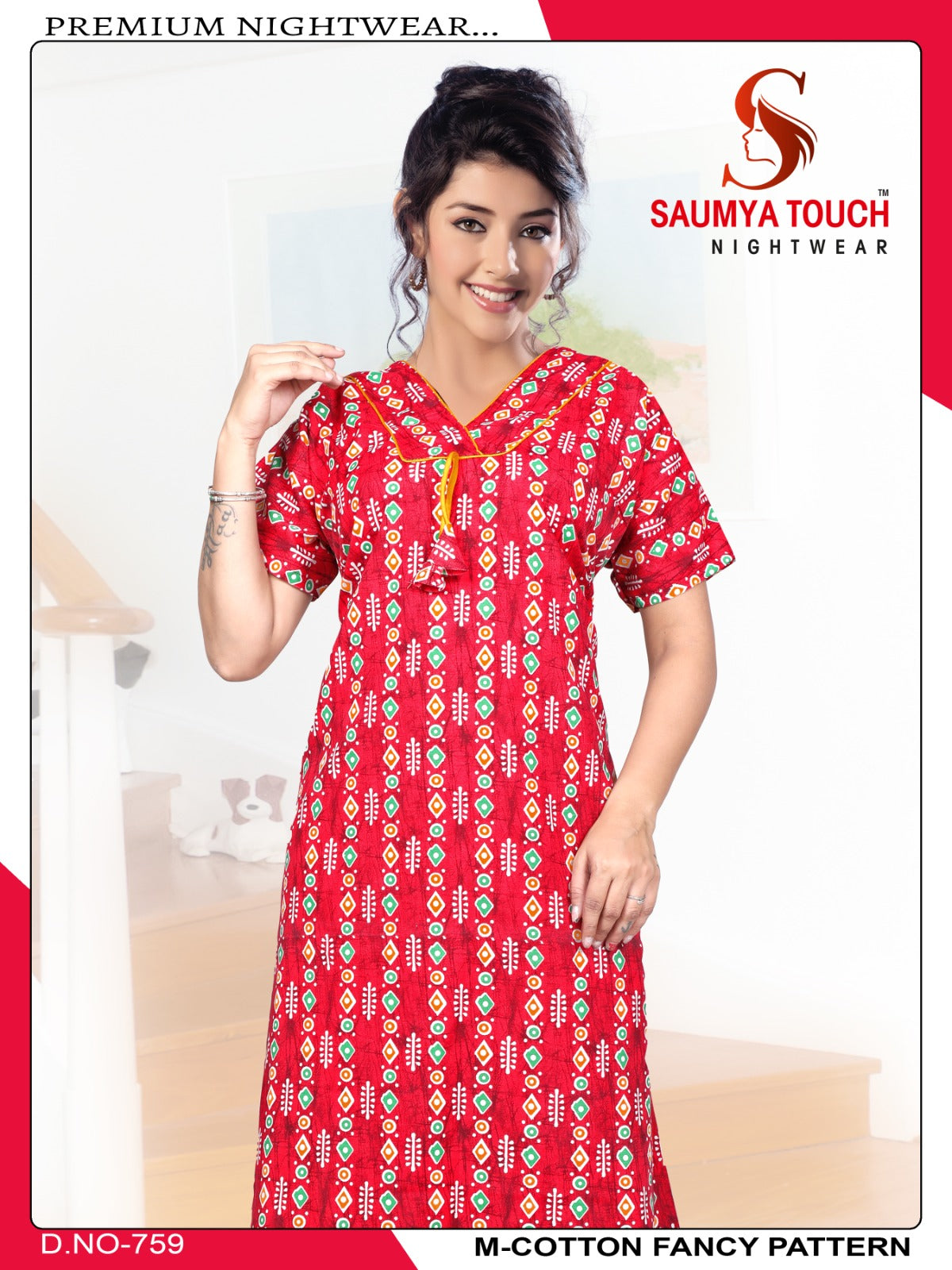 M-Cotton-2112 Saumya Touch Night Gowns