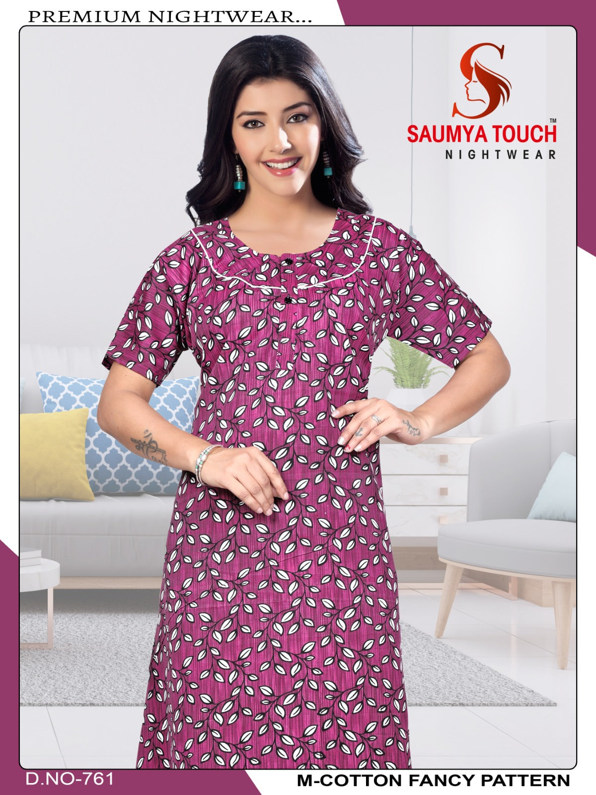 M-Cotton-2112 Saumya Touch Night Gowns