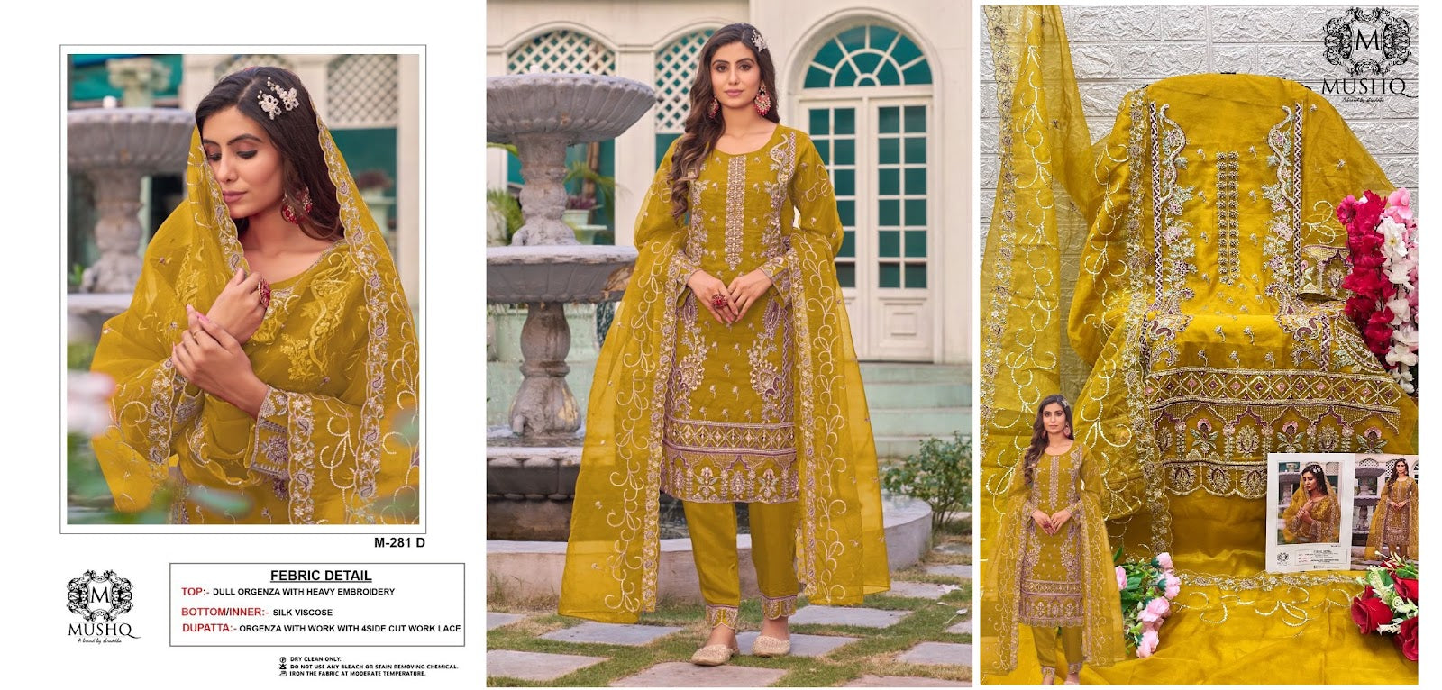 M 281 Mushq Organza Pakistani Salwar Suits