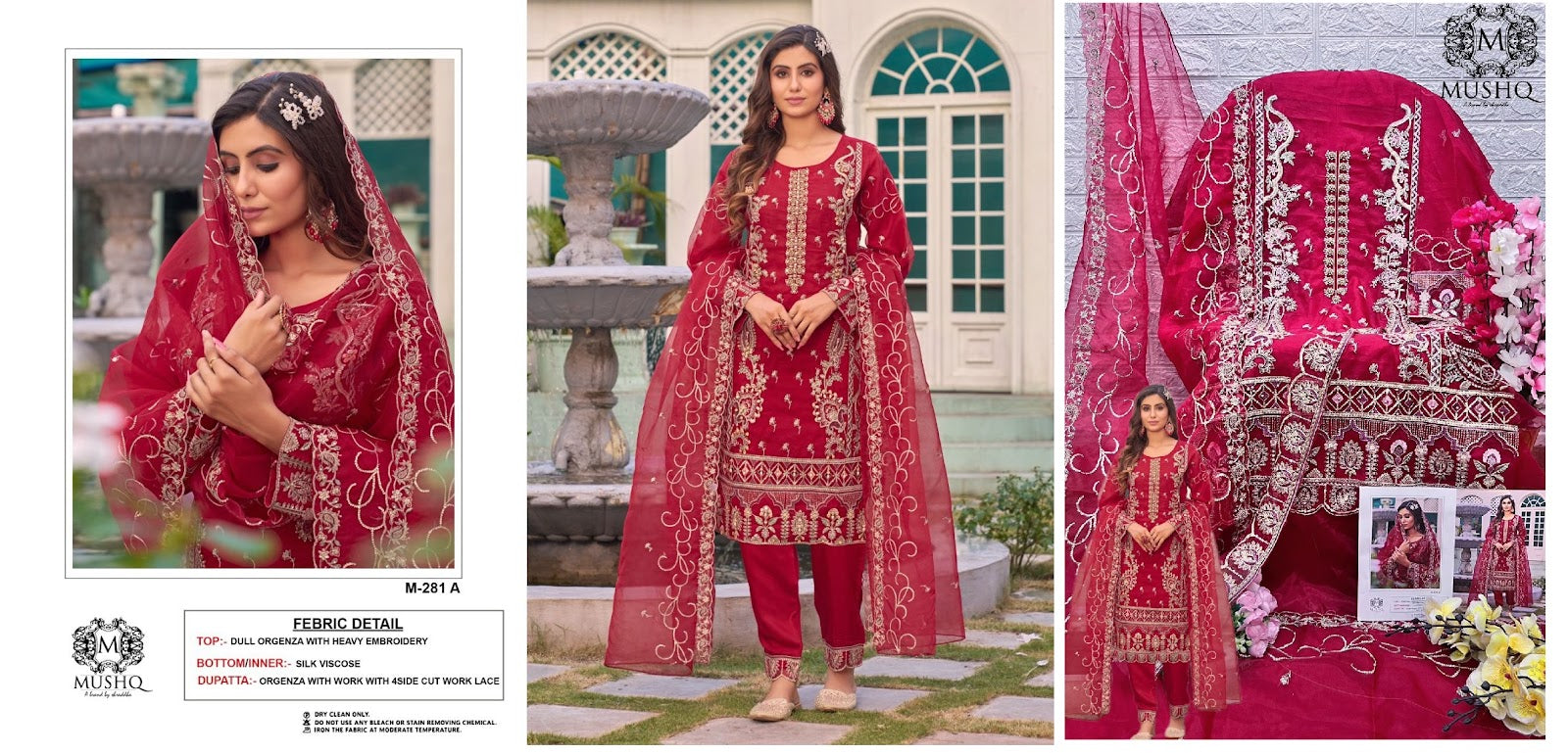 M 281 Mushq Organza Pakistani Salwar Suits