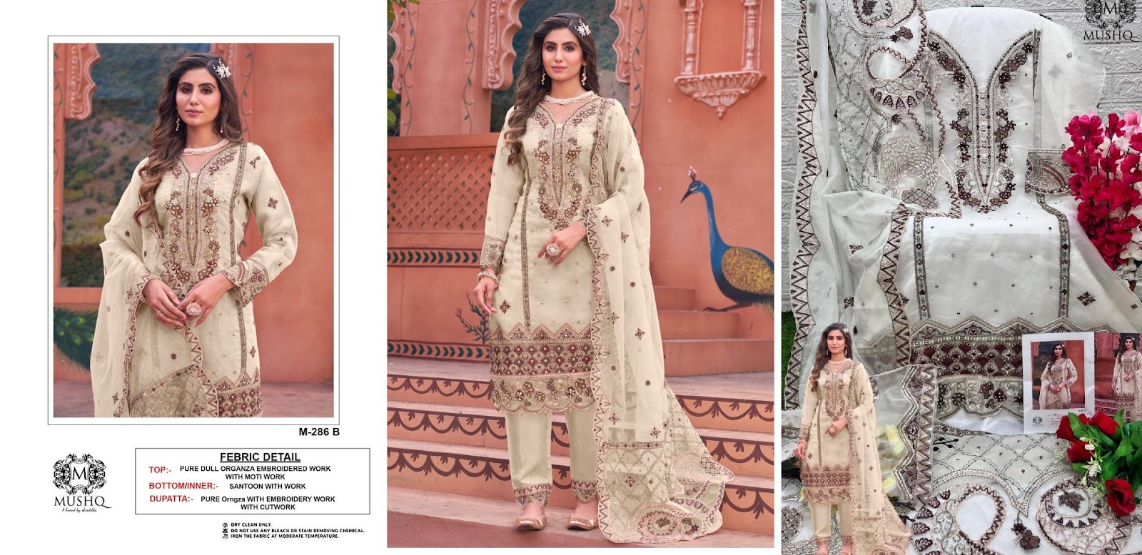 M 286 Mushq Organza Pakistani Salwar Suits