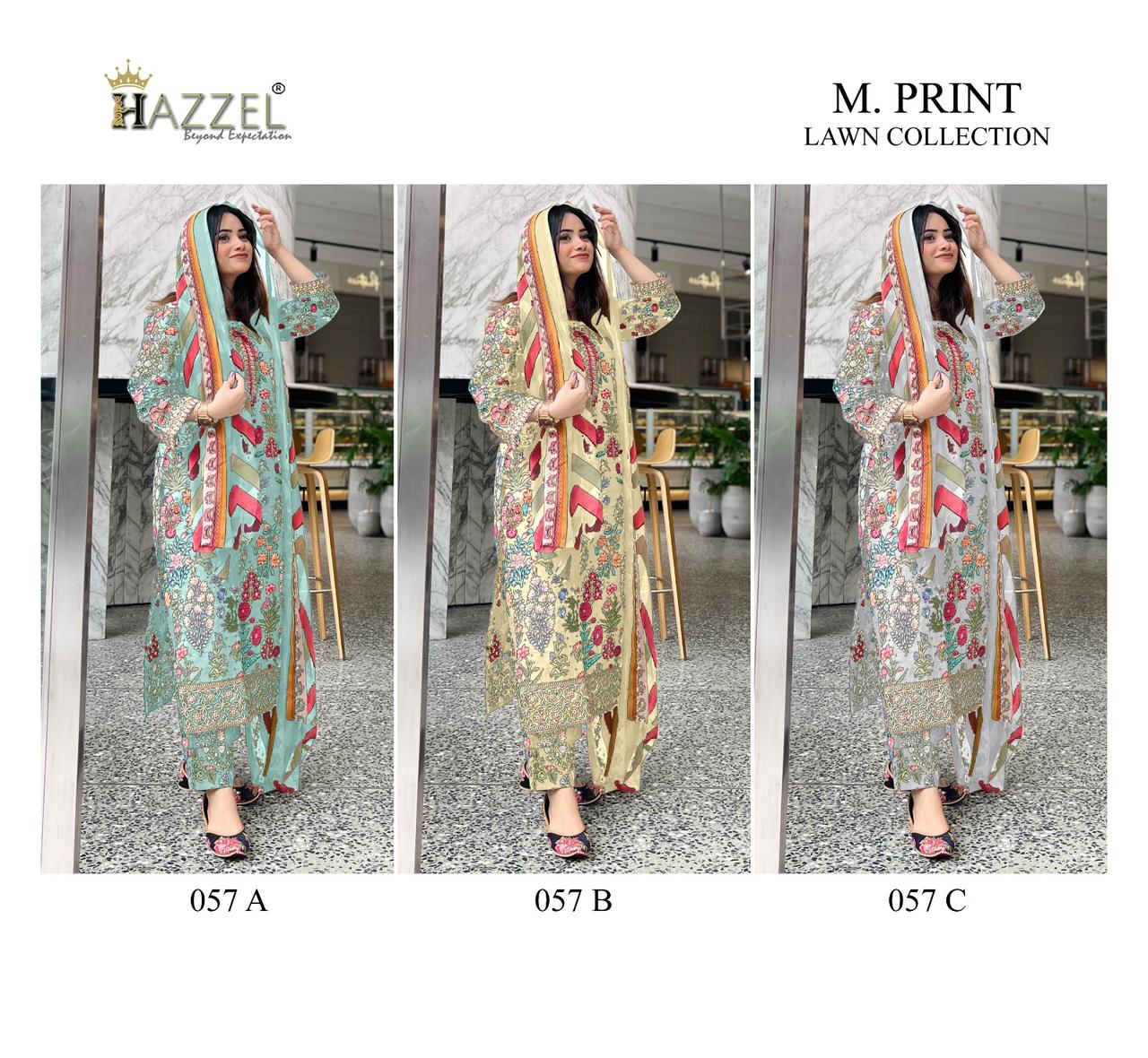 M Print Lawn 057 Hazzel Cotton Pakistani Salwar Suits