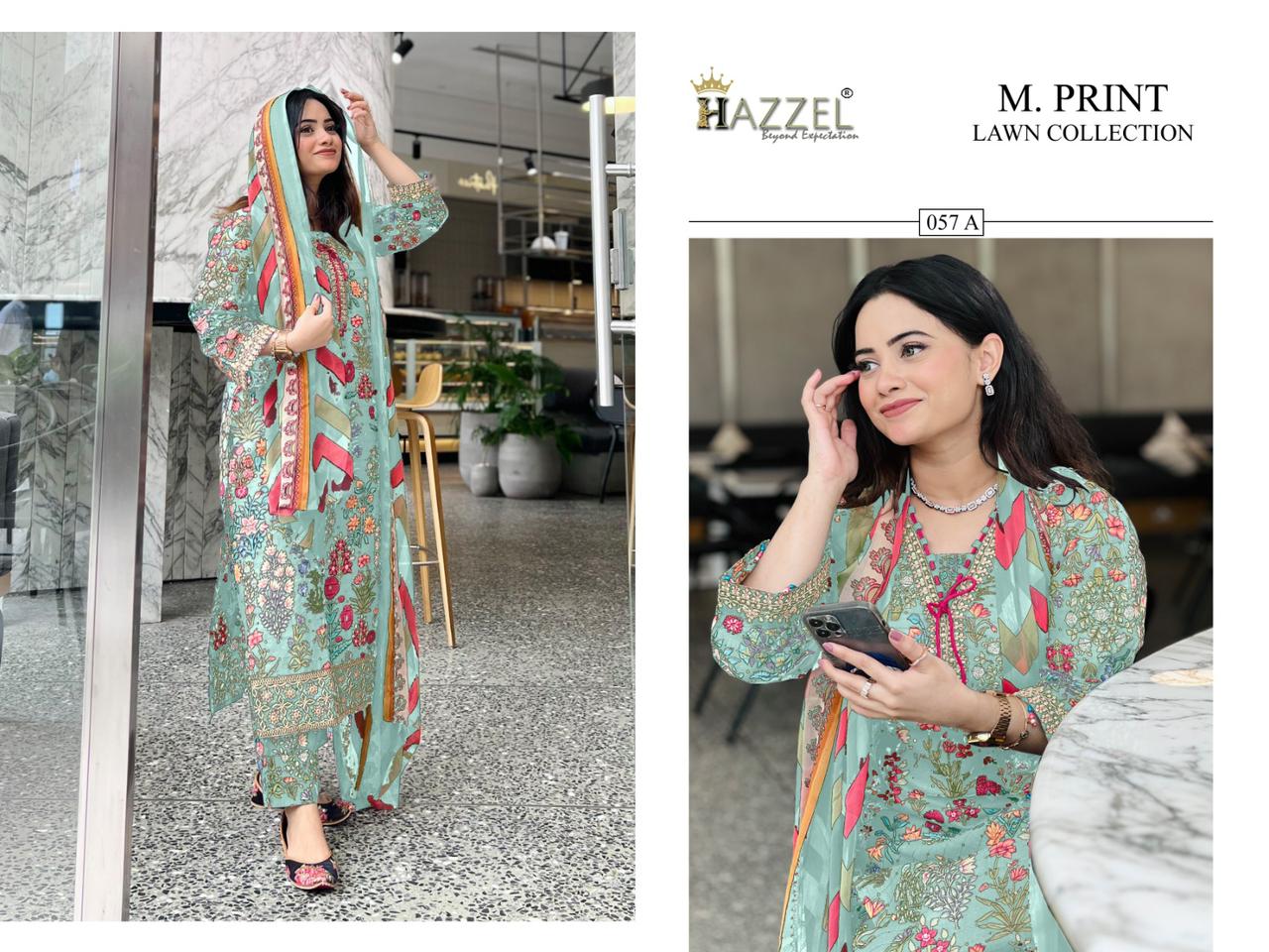 M Print Lawn 057 Hazzel Cotton Pakistani Salwar Suits