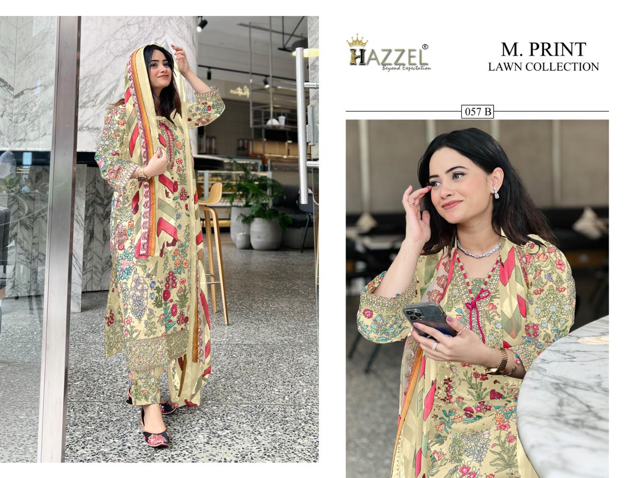 M Print Lawn 057 Hazzel Cotton Pakistani Salwar Suits