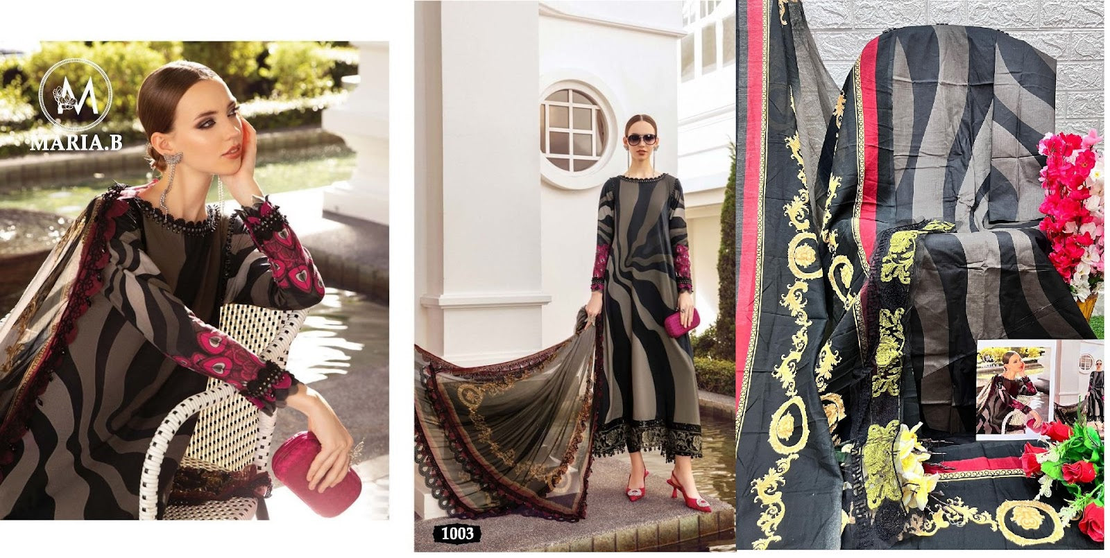 M Prints Maria B Cotton Pakistani Patch Work Suits