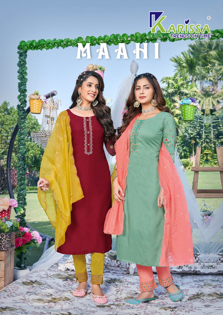 Maahi Karissa Chinon Silk Readymade Pant Style Suits