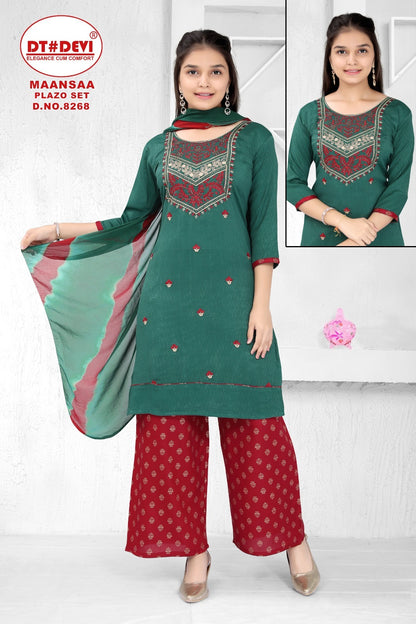 Maansaa-8268 Dt Devi Rayon Readymade Plazzo Style Suits