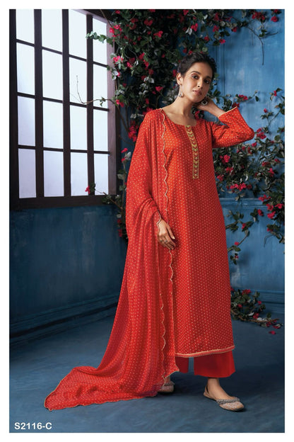 Mabel 2116 Ganga Cotton Silk Plazzo Style Suits
