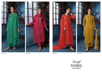 Mabel 2116 Ganga Cotton Silk Plazzo Style Suits