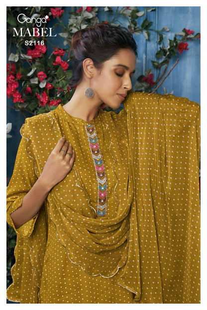 Mabel 2116 Ganga Cotton Silk Plazzo Style Suits