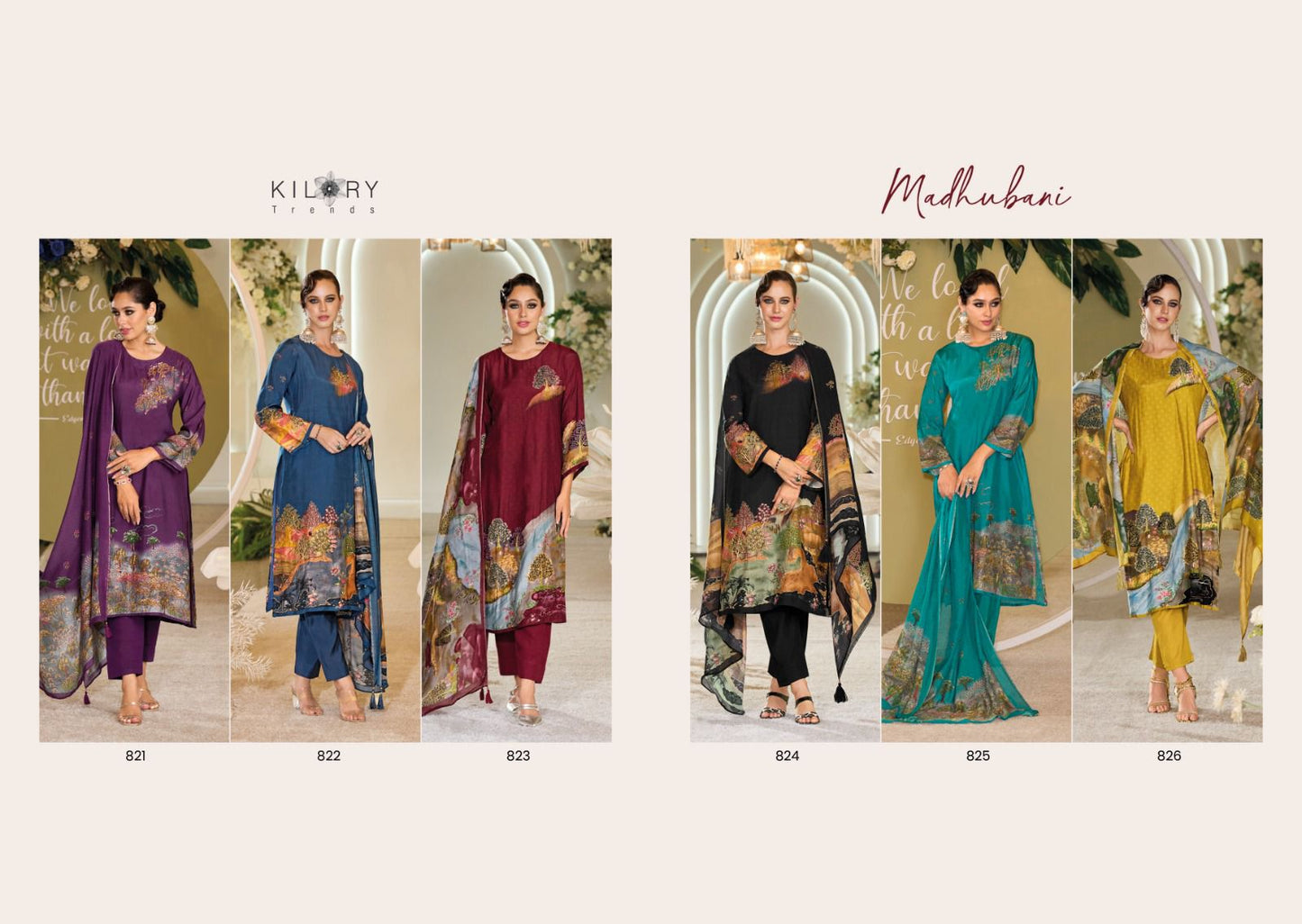 Madhubani Kilory Bemberg Muslin Pant Style Suits