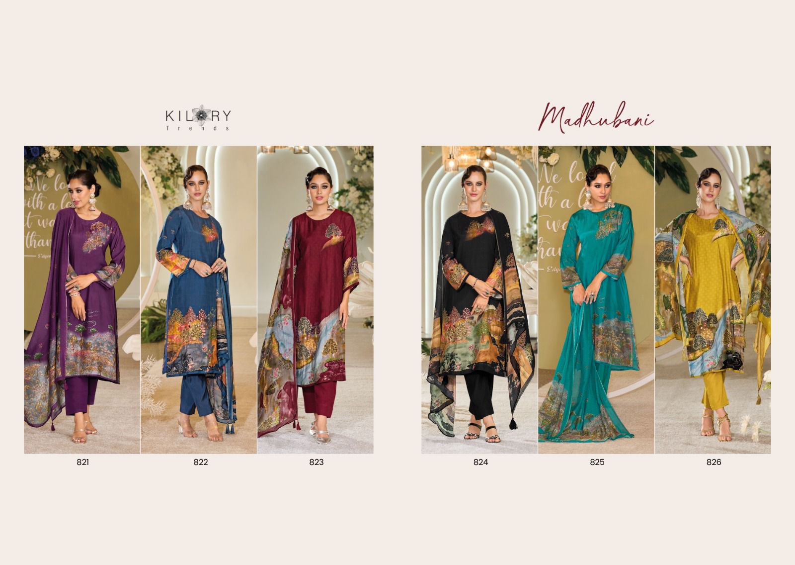 Madhubani Kilory Bemberg Muslin Pant Style Suits