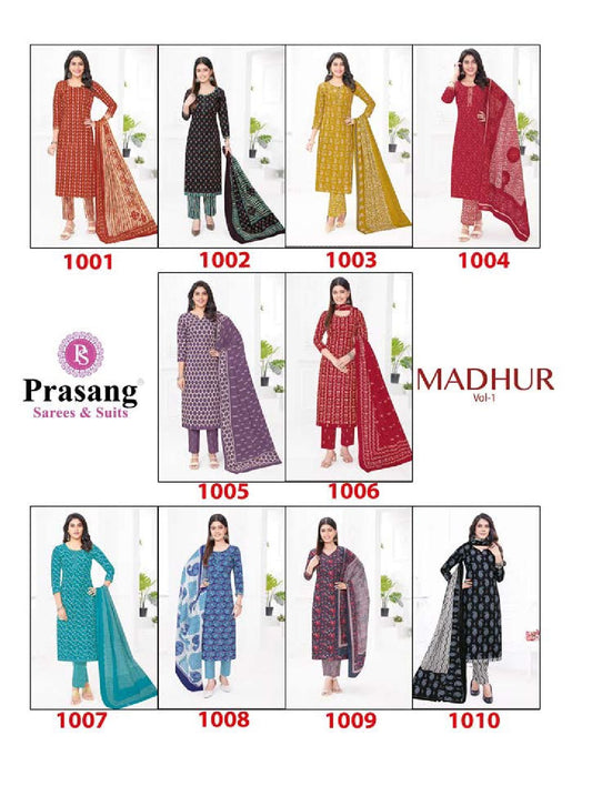 Madhur Vol 1 Prasang Cotton Readymade Pant Style Suits