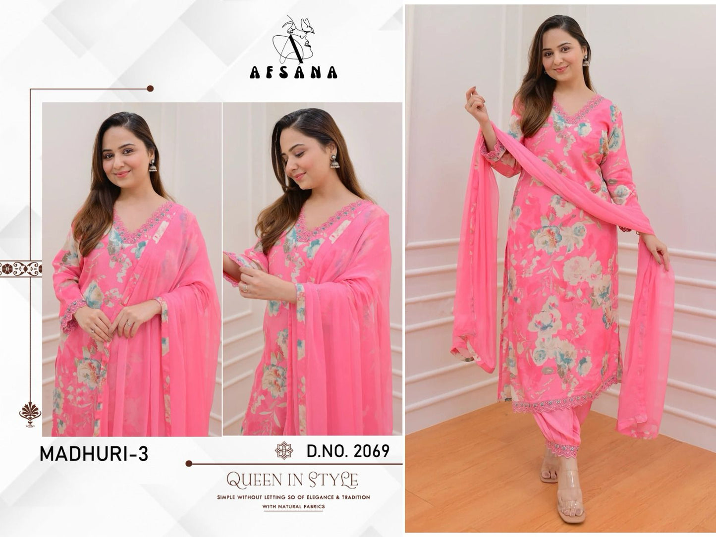 Madhuri Vol 3-2068 Afsana Muslin Readymade Pant Style Suits