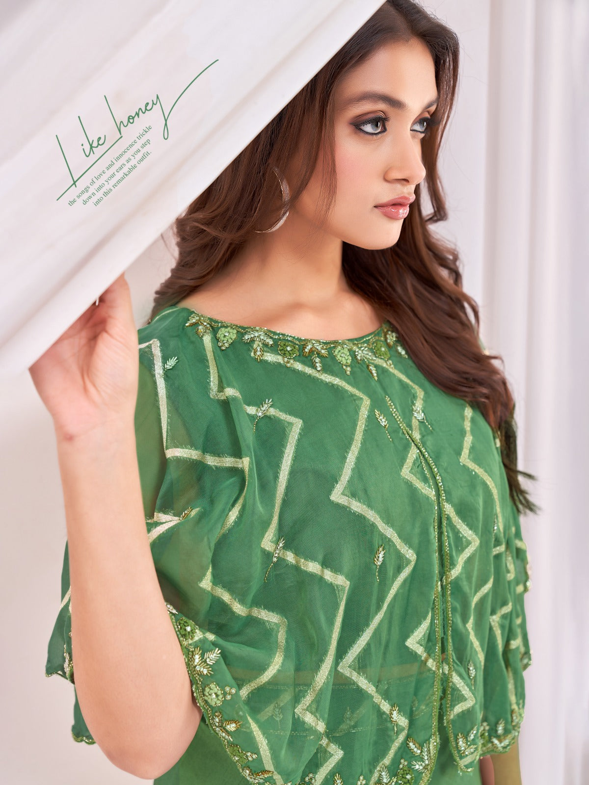Maharani Mayur Fabrics Chinon Indo Western Pair