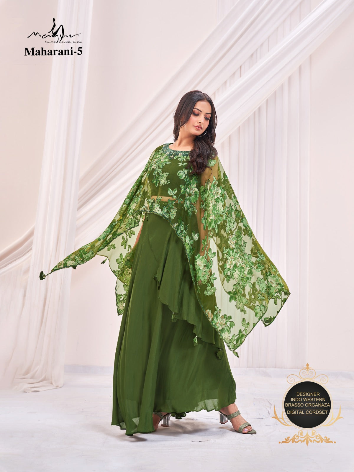 Maharani Mayur Fabrics Chinon Indo Western Pair