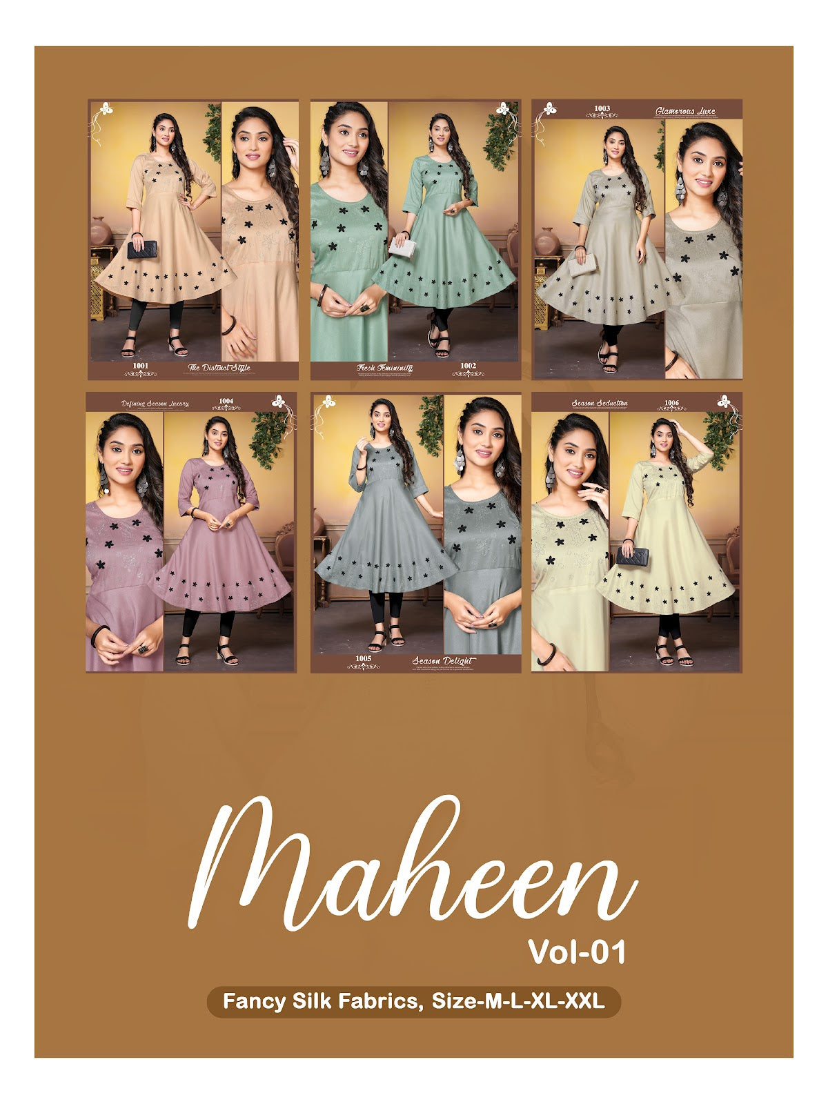Maheen Vol 1 Kavinay Silk Anarkali Kurtis