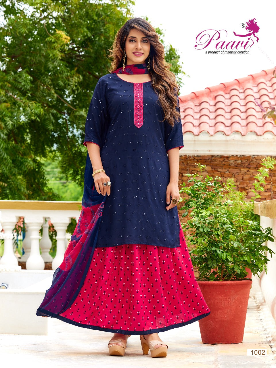 Mahek Paavi Rayon Readymade Skirt Style Suits