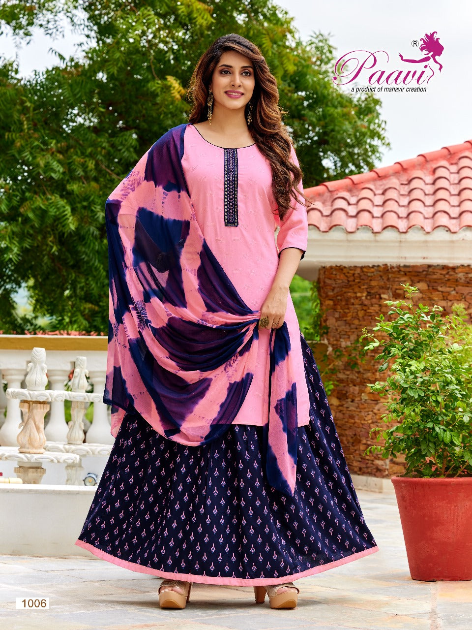 Mahek Paavi Rayon Readymade Skirt Style Suits