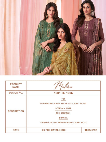 Mahira Shree Shalika Fashion Soft Organza Pant Style Suits