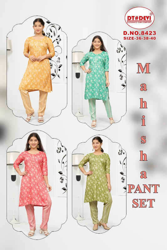 Mahisha Dt Devi Rayon Kurti Pant Set