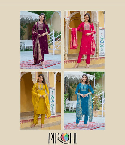 Mahiye Pirohi Viscose Readymade Pant Style Suits