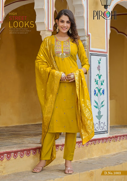 Mahiye Pirohi Viscose Readymade Pant Style Suits