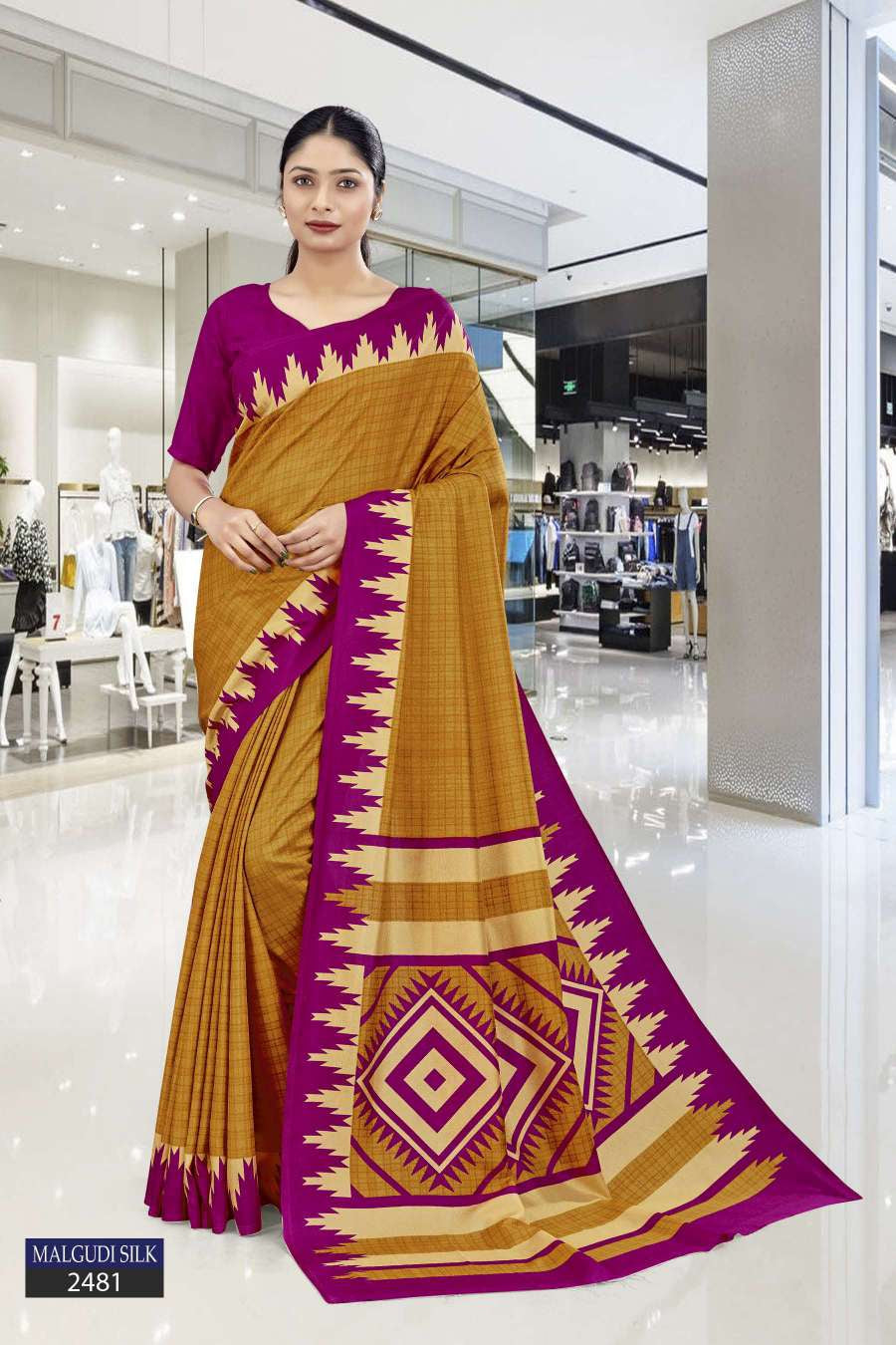 Formal Wear Printed Malgudi Silk Saree, 5.5 m (separate blouse piece) at Rs  295 in Bengaluru