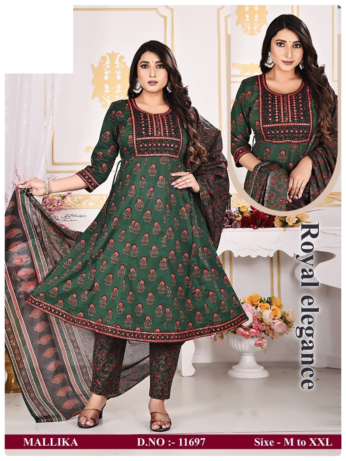 Mallika Zoya Cotton Readymade Pant Style Suits