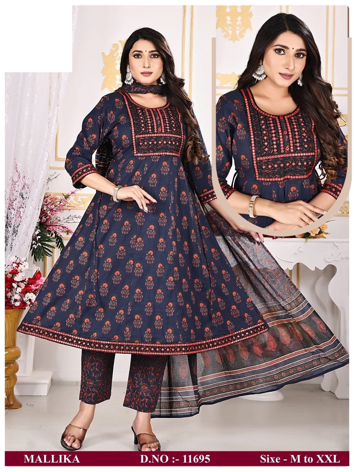 Mallika Zoya Cotton Readymade Pant Style Suits