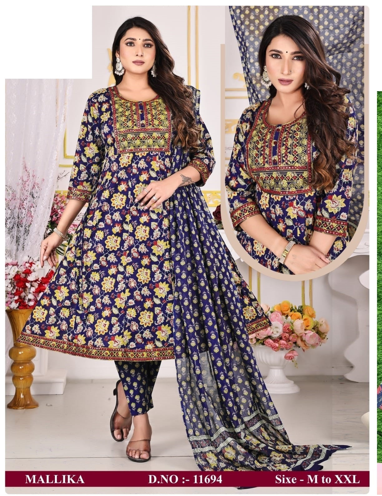 Mallika Zoya Cotton Readymade Pant Style Suits