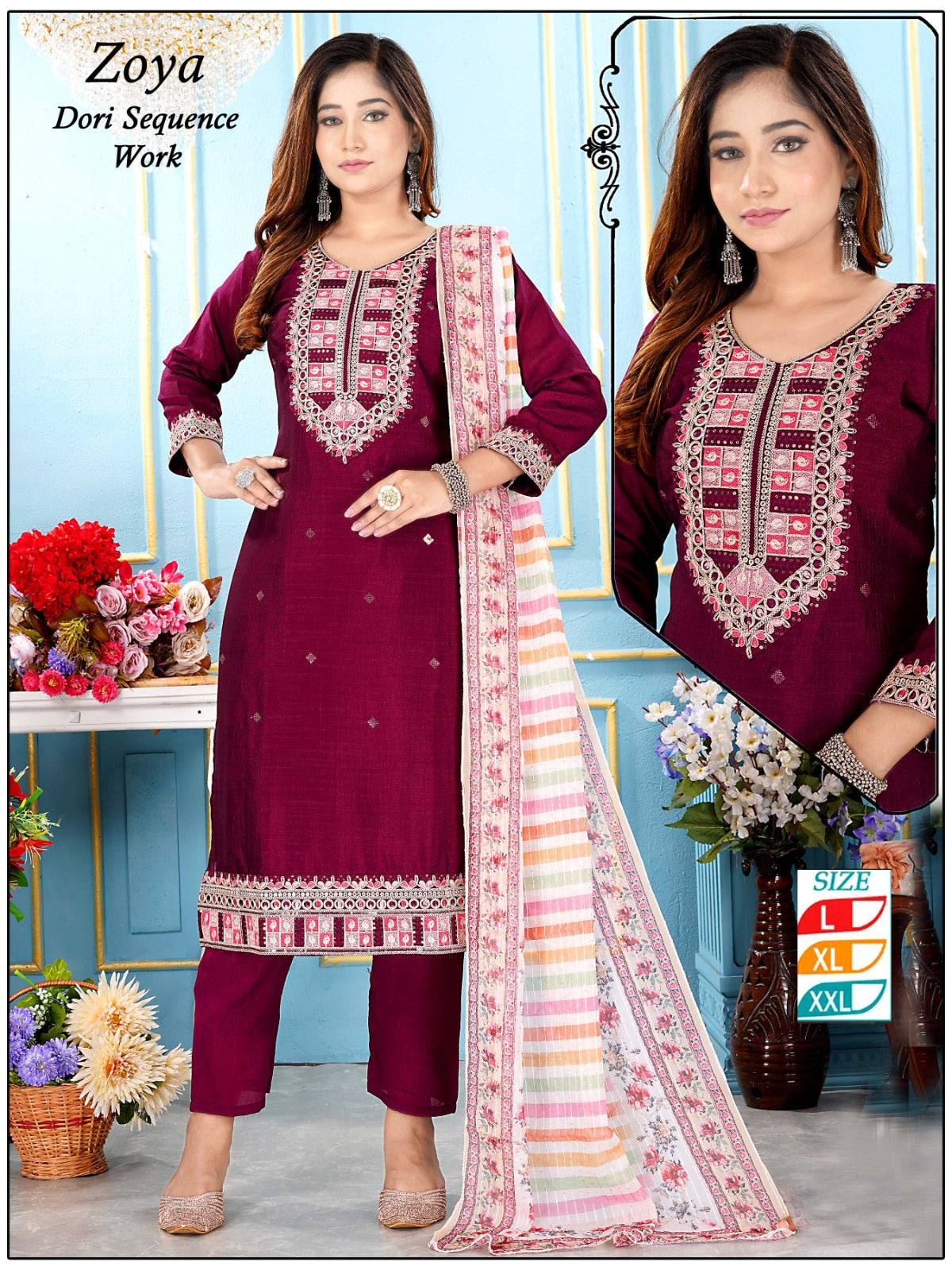 Mannat-Zoya Pravesh Vichitra Silk Readymade Pant Style Suits