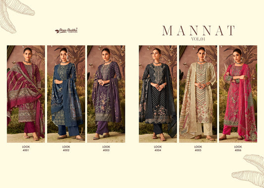Mannat Vol 4 Shree Shalika Fashion Lawn Cotton Karachi Salwar Suits