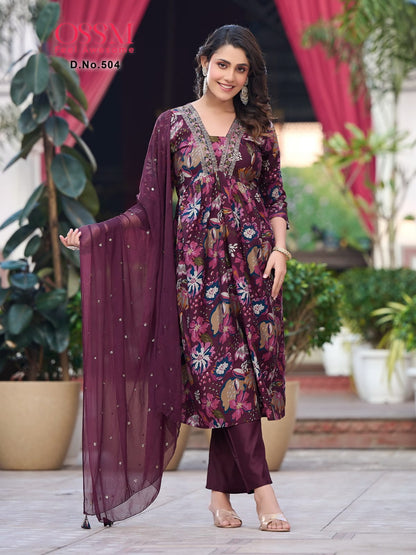 Mantra Vol 5 Ossm Chanderi Modal Readymade Pant Style Suits