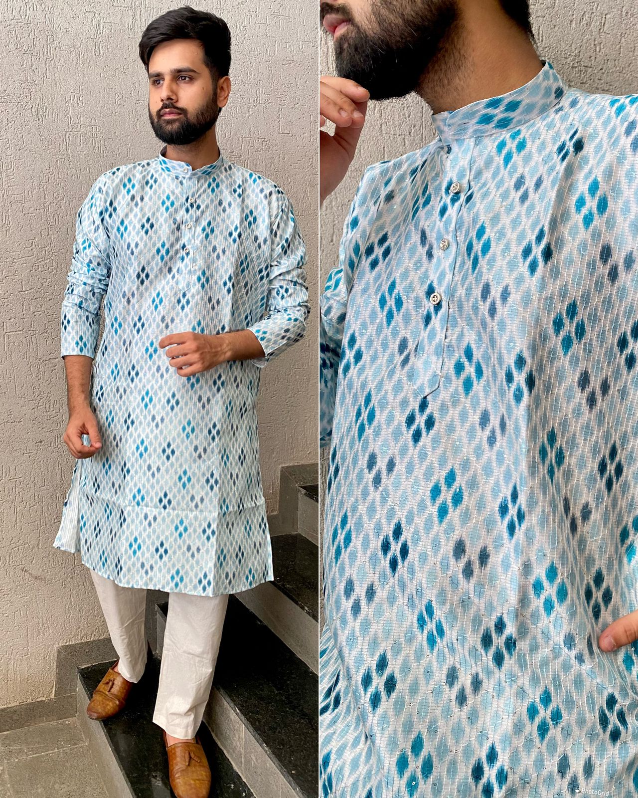 Manyavar Bluehills Banglori Silk Mens Kurta Pajama